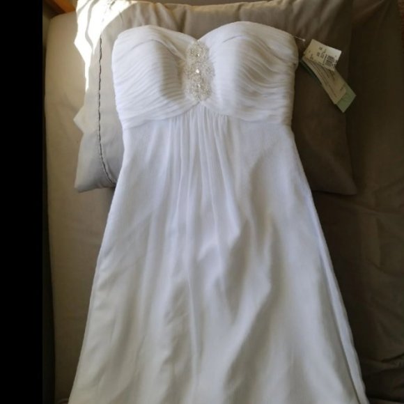NWT David's Bridal Crinkle Strapless Chiffon Wedding Dress